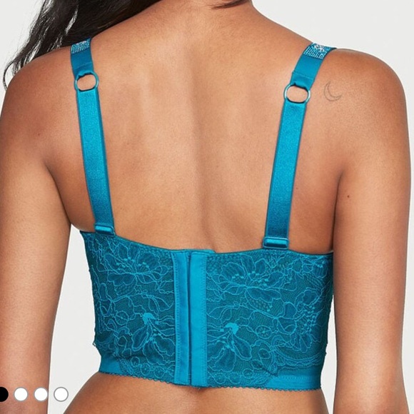 Victoria's Secret Evening Tide Blue Shine Strap Lace Push Up Bra Top 36C - Picture 2 of 7